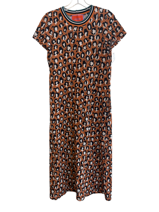 Double J Size XS Orange, Black & white Cotton faces All Over Print Dress Orange, Black & white / XS