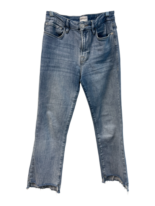 Frame Size 27 Medium Wash Cotton High Rise Whiskering 5 Pocket Flare Jeans Medium Wash / 27