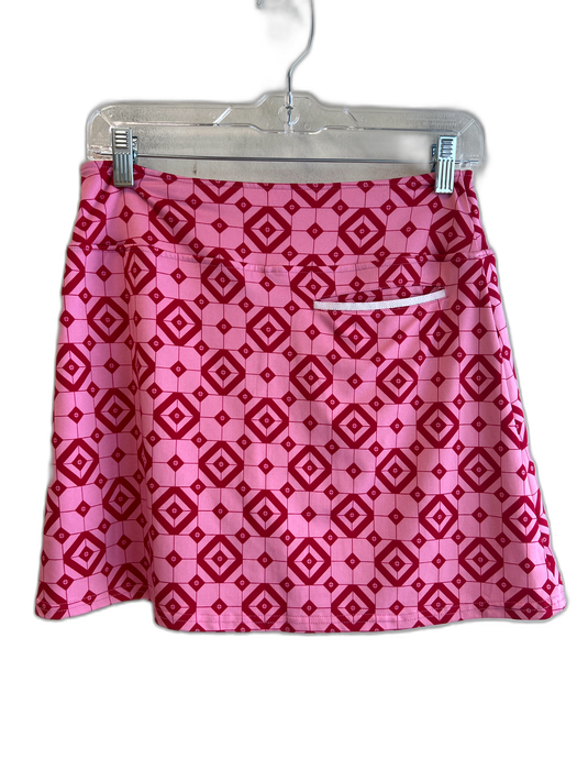 Golftini Size S Red & Pink Polyester High Rise Abstract Print pocket Skort Skirt Red & Pink / S