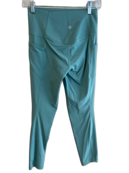 Athleta Size S Teal Nylon High Rise Side Pockets Solid Color Skinny Leggings Teal / S