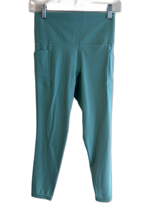Athleta Size S Teal Nylon High Rise Side Pockets Solid Color Skinny Leggings Teal / S