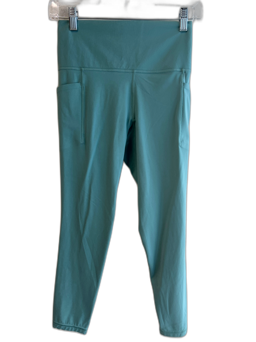 Athleta Size S Teal Nylon High Rise Side Pockets Solid Color Skinny Leggings Teal / S