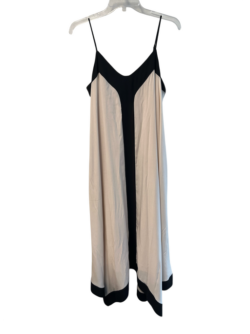 Evereve Size Small Black & Cream Polyester Blend V Neck Color Block Dress Black & Cream / Small