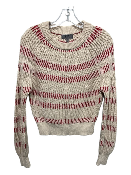 Kut From The Kloth Size S Beige & Red Polyester Stripe Chunky Knit Sweater Beige & Red / S