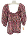 Ganni Size 36 Pink, Orange, Green Polyester Long Balloon Sleeve Floral Top Pink, Orange, Green / 36