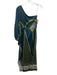 Lavi Size Small Blue, Green, White One Shoulder Floral Tiger Stripe Maxi Dress Blue, Green, White / Small