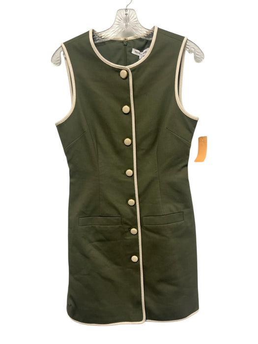 Veronica Beard Size 4 Olive Green Lyocell blend Sleeveless Button Front Dress Olive Green / 4