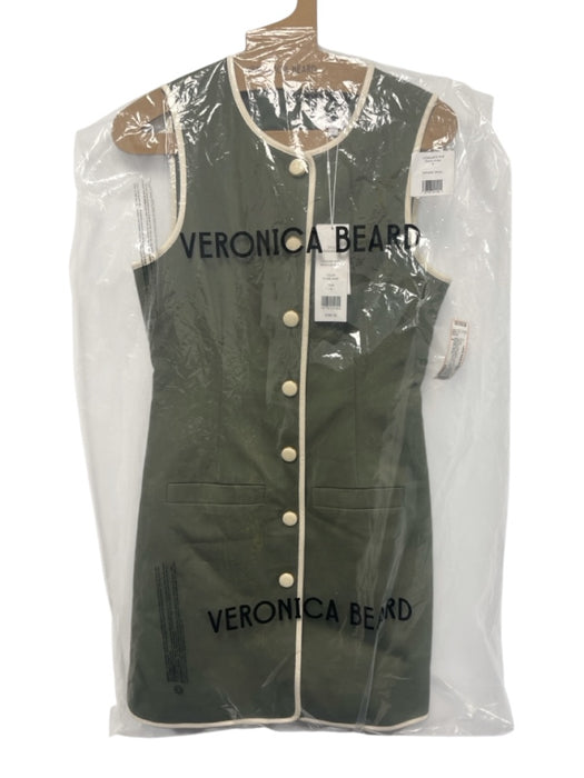 Veronica Beard Size 4 Olive Green Lyocell blend Sleeveless Button Front Dress Olive Green / 4