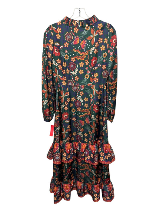 Alden Adair Size XS Green & Multi Polyester Maxi Floral Long Sleeve V Neck Dress Green & Multi / XS