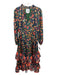 Alden Adair Size XS Green & Multi Polyester Maxi Floral Long Sleeve V Neck Dress Green & Multi / XS