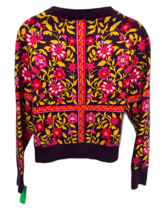Alden Adair Size XS Purple, Red, Yellow Viscose & Polyester Long Sleeve Cardigan Purple, Red, Yellow / XS