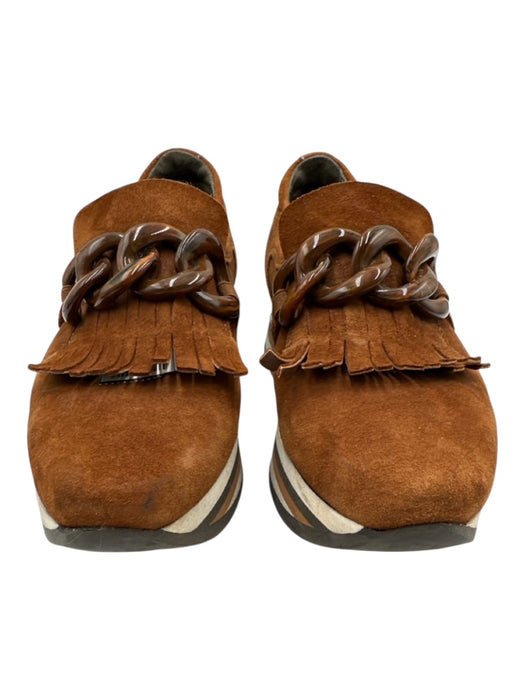 Softwaves Shoe Size 36 Brown Suede leather Fringe Chain Platform Loafers Brown / 36