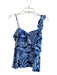 Lily Pulitzer Size 0 Blue & White Rayon Spaghetti Strap Floral Print Boning Top Blue & White / 0
