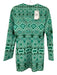 MNG Size S Green Polyester Long Sleeve V Neck All Over Print Midi Dress Green / S