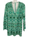 MNG Size S Green Polyester Long Sleeve V Neck All Over Print Midi Dress Green / S