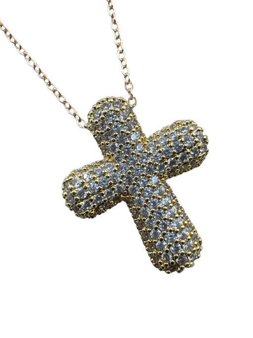 Crystal Avenue Gold & Multi 18K Plated cross Rhinestone Necklace Gold & Multi
