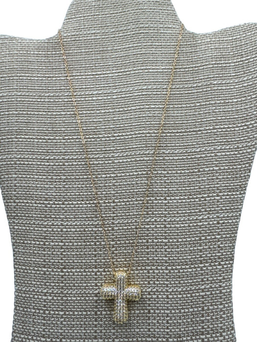 Crystal Avenue Gold & Multi 18K Plated cross Rhinestone Necklace Gold & Multi
