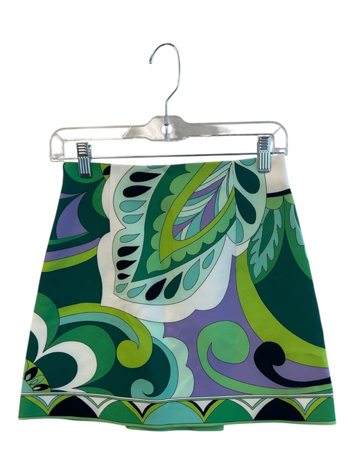 Zara Size XS Green & Aqua No Fabric Tag Side Zip Abstract Print Above knee Skirt Green & Aqua / XS