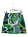 Zara Size XS Green & Aqua No Fabric Tag Side Zip Abstract Print Above knee Skirt Green & Aqua / XS