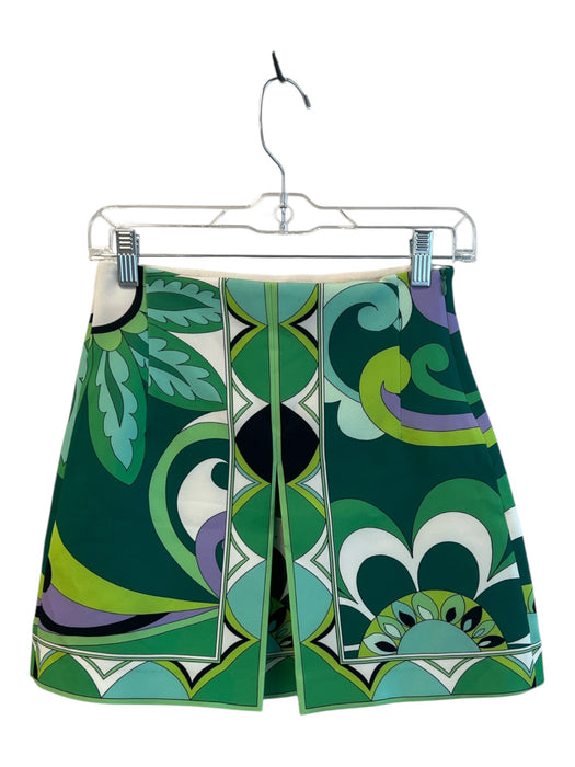 Zara Size XS Green & Aqua No Fabric Tag Side Zip Abstract Print Above knee Skirt Green & Aqua / XS