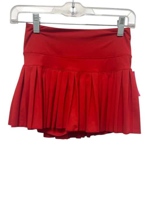 Goldhinge Size Est S Red Elastic Waist Pleated High Rise Skort Skirt Red / Est S