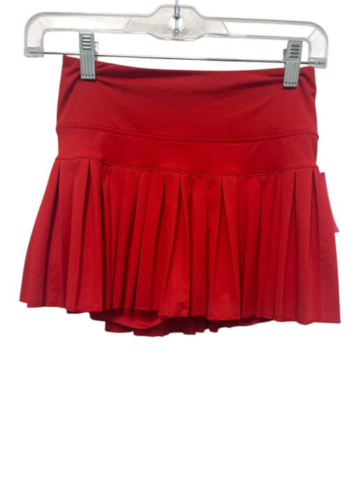 Goldhinge Size Est S Red Elastic Waist Pleated High Rise Skort Skirt Red / Est S