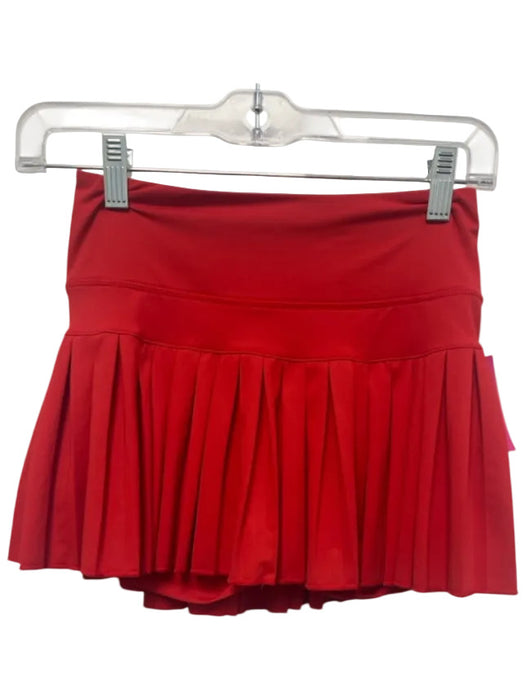 Goldhinge Size Est S Red Elastic Waist Pleated High Rise Skort Skirt Red / Est S