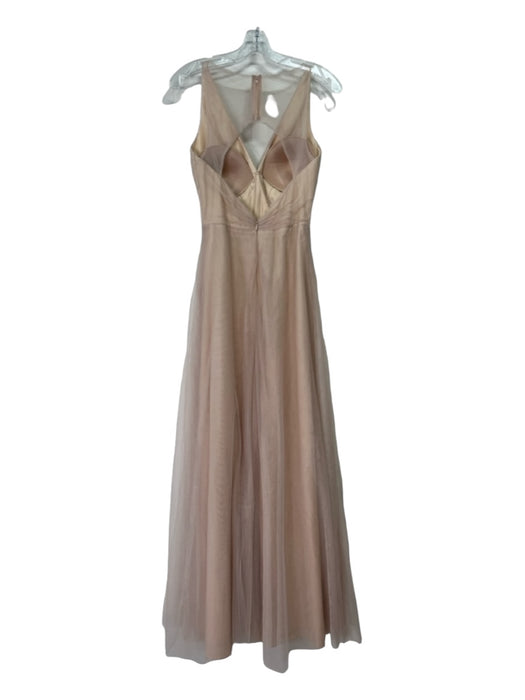 Monique Lhuillier Size 2 Blush Beige Polyester Blend Mesh Overlay Gown Blush Beige / 2