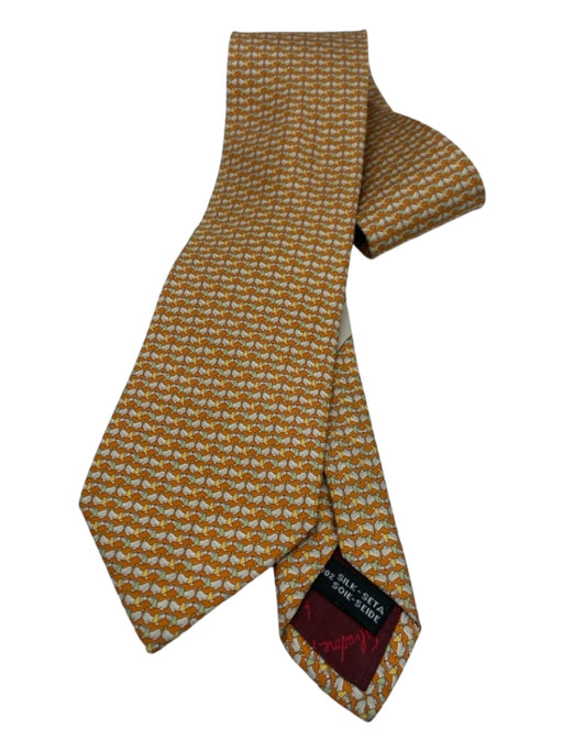 Ferragamo Orange & White Silk Dogs Men's Ties