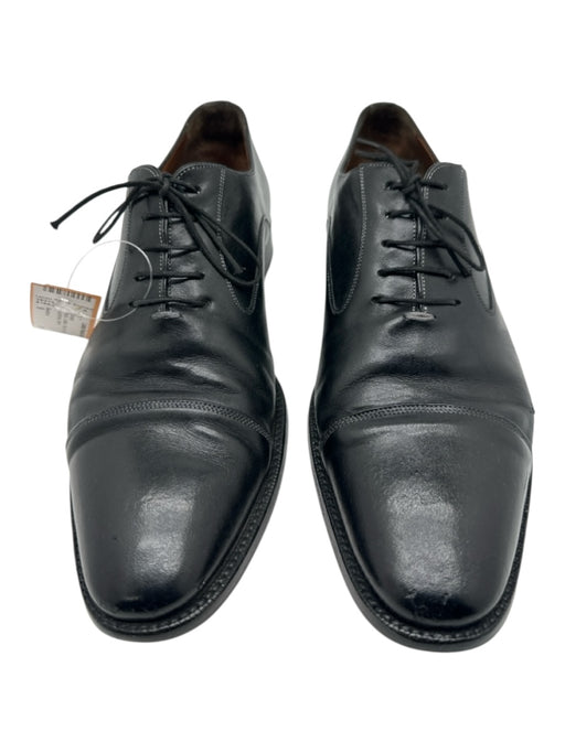Santoni Shoe Size 9 Black Leather Solid Low Top Men's Shoes Black / 9