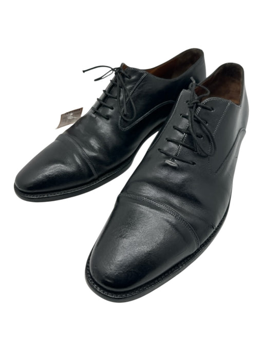 Santoni Shoe Size 9 Black Leather Solid Low Top Men's Shoes Black / 9