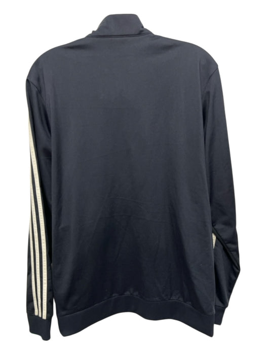 Adidas Size M Blue & White Polyethylene Solid Zipper Men's Jacket Blue & White / M