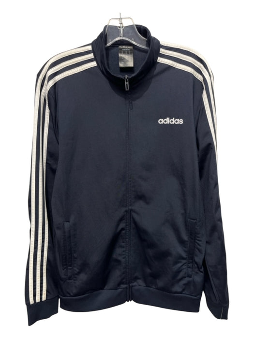 Adidas Size M Blue & White Polyethylene Solid Zipper Men's Jacket Blue & White / M