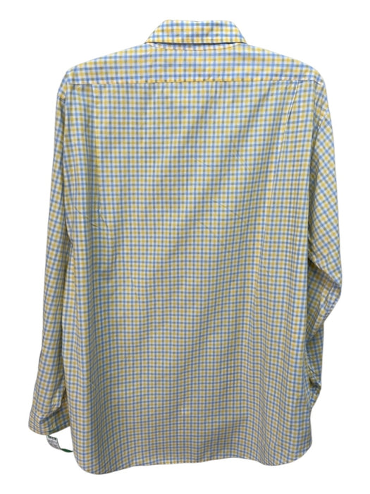 Sid Mashburn Size XXL Yellow & Blue Cotton Plaid Button Up Long Sleeve Shirt Yellow & Blue / XXL