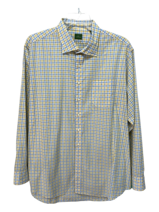 Sid Mashburn Size XXL Yellow & Blue Cotton Plaid Button Up Long Sleeve Shirt Yellow & Blue / XXL