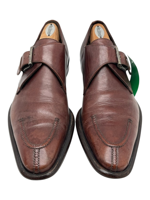 Facconable Shoe Size 10 Brown Leather Solid Dress Single monk strap Men's Shoes Brown / 10