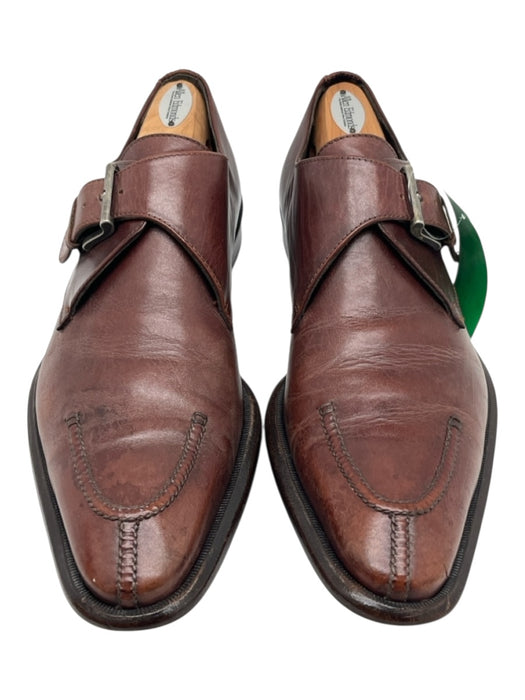 Facconable Shoe Size 10 Brown Leather Solid Dress Single monk strap Men's Shoes Brown / 10