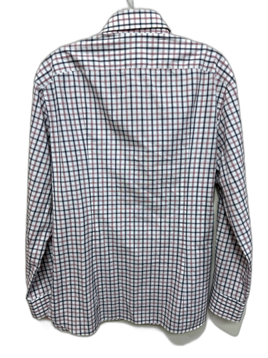 Isaia Size 16 Brown & Multi Cotton Plaid Button Down Men's Long Sleeve Shirt Brown & Multi / 16
