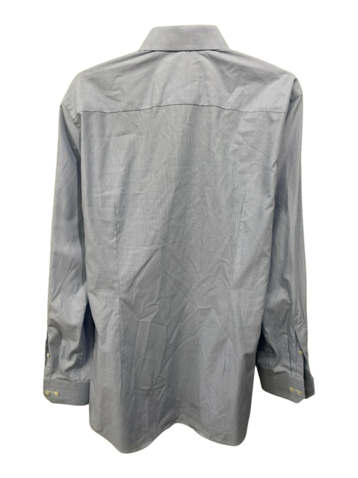 Eton Size 16 White & Blue Cotton Grid Button up Men's Long Sleeve Shirt White & Blue / 16