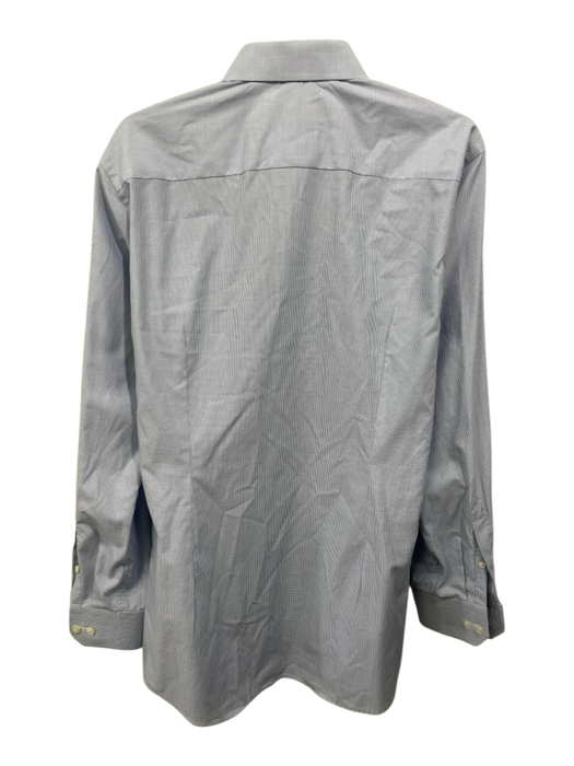Eton Size 16 White & Blue Cotton Grid Button up Men's Long Sleeve Shirt White & Blue / 16