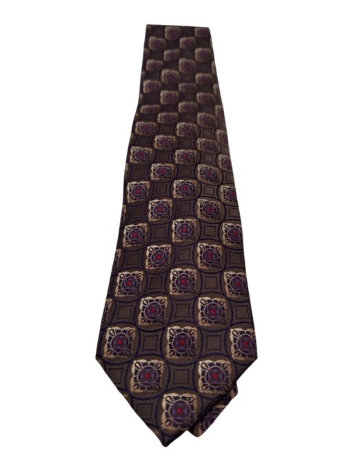 Zegna Brown Silk Medallion Men's Ties Brown