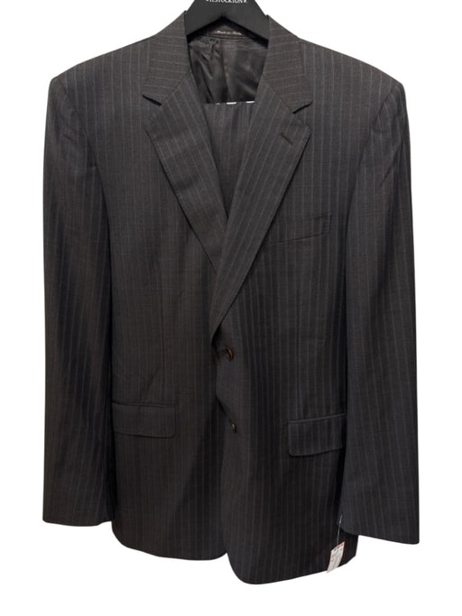 Canali Brown & White Wool Blend Striped 2 Button Men's Suit Brown & White / 54