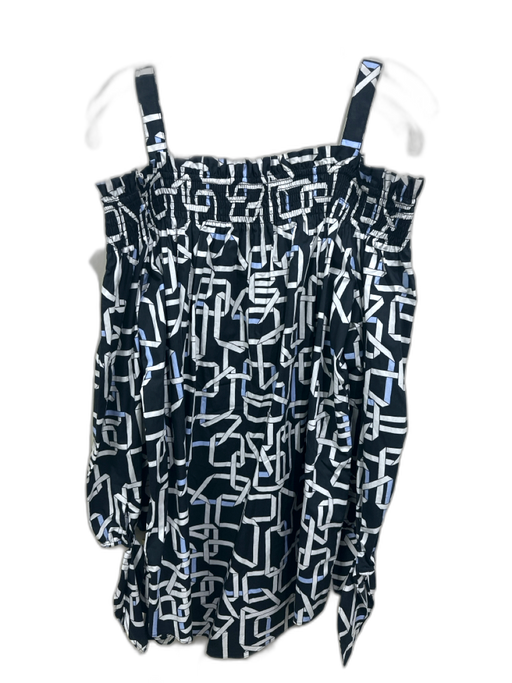 Tyler Boe Size XS Black, White & Blue Cotton Blend Abstract Long Sleeve Top Black, White & Blue / XS