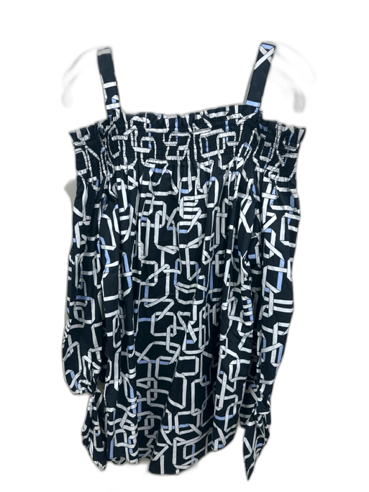 Tyler Boe Size XS Black, White & Blue Cotton Blend Abstract Long Sleeve Top Black, White & Blue / XS