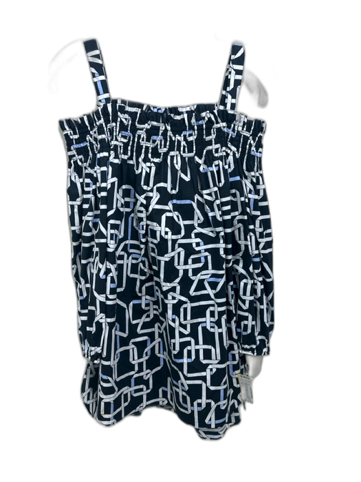 Tyler Boe Size XS Black, White & Blue Cotton Blend Abstract Long Sleeve Top Black, White & Blue / XS