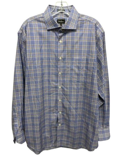 Neiman Marcus Size 16.5 Blue & Multi Cotton Plaid Button Down Long Sleeve Shirt Blue & Multi / 16.5