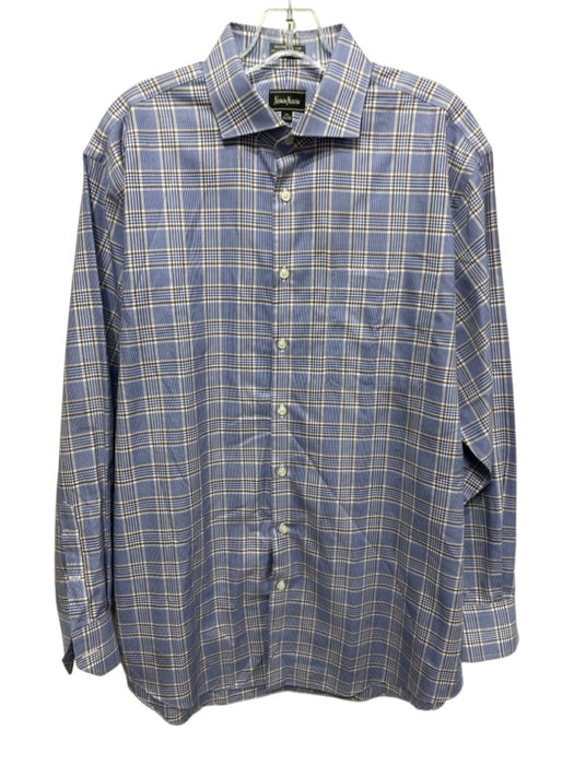 Neiman Marcus Size 16.5 Blue & Multi Cotton Plaid Button Down Long Sleeve Shirt Blue & Multi / 16.5
