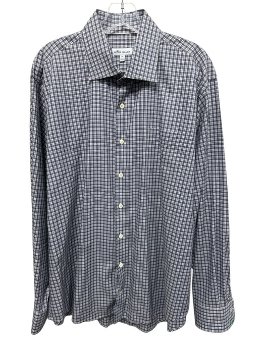 Peter Millar Size XL White & Multi Cotton Plaid Button Down Long Sleeve Shirt White & Multi / XL