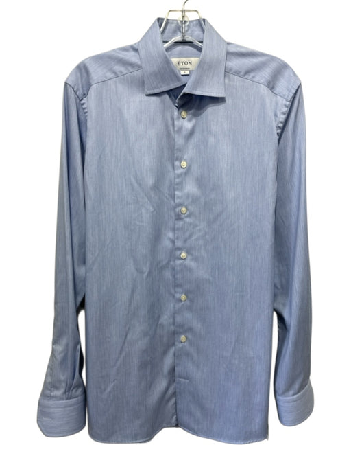 Eton Size M Light blue Cotton Heathered Button Up Men's Long Sleeve Shirt Light blue / M