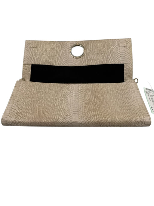 Halston Heritage Gold & Beige Leather Snake Print Clutch Glitter Bag Gold & Beige